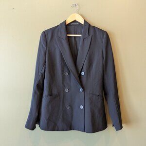 Theory Black Blazer Womens Size Med 6 Button Double Breasted Prep Career Office